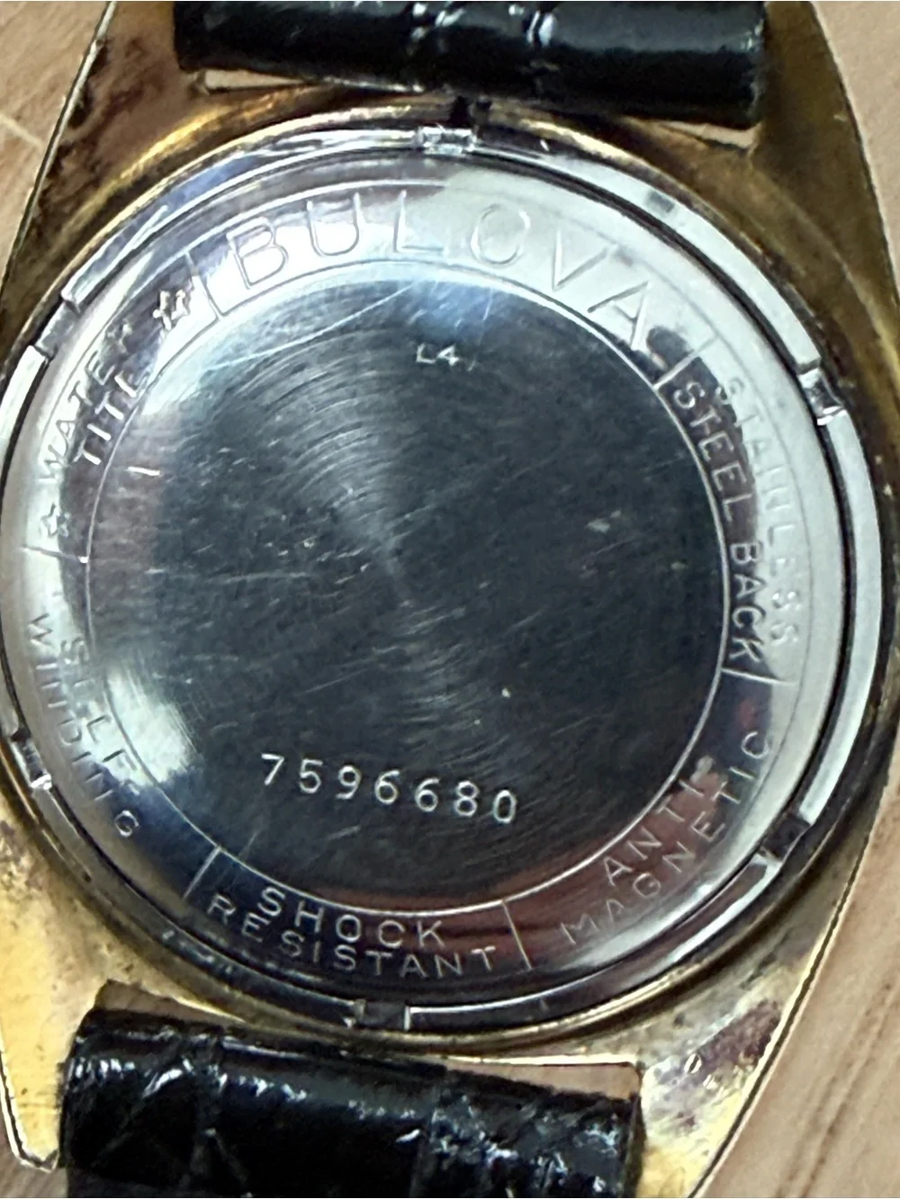 Bulova Rare 1954 23 Jewels Sunburst Dial Self-Winding Watch Gold Case Leather